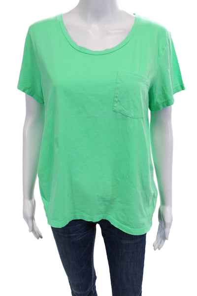 J Crew Women Basic Green Cotton Short Sleeve T-Shirt Size L