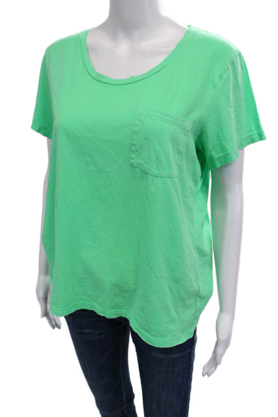 J Crew Women Basic Green Cotton Short Sleeve T-Shirt Size L