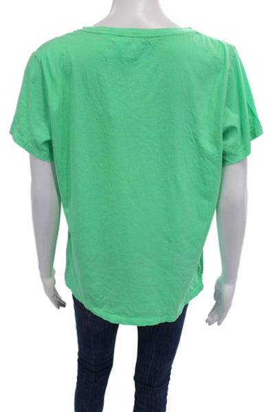 J Crew Women Basic Green Cotton Short Sleeve T-Shirt Size L