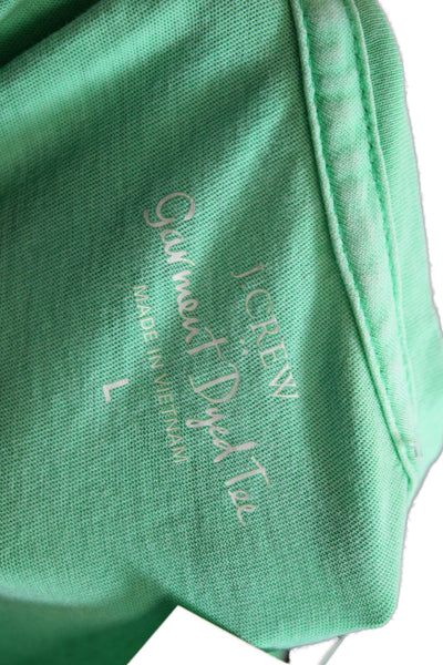 J Crew Women Basic Green Cotton Short Sleeve T-Shirt Size L