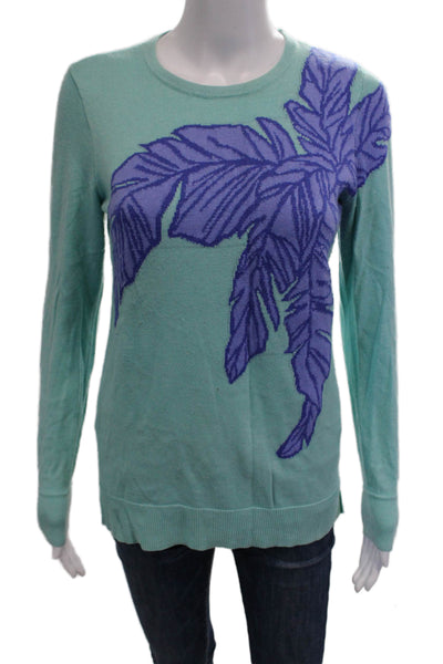 Lilly Pulitzer Women Light Blue Graphic Pullover Sweater Size M