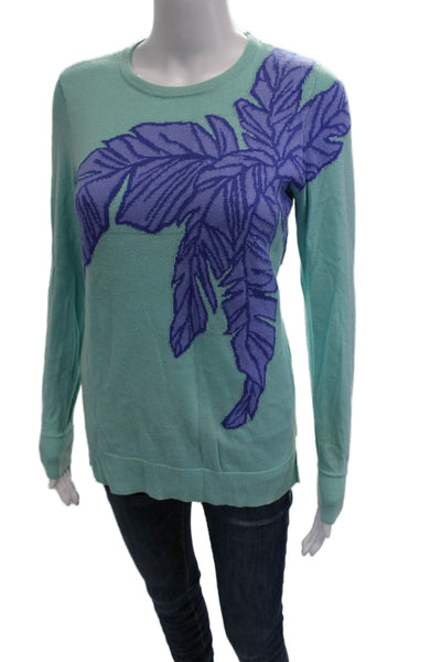 Lilly Pulitzer Women Light Blue Graphic Pullover Sweater Size M