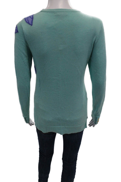 Lilly Pulitzer Women Light Blue Graphic Pullover Sweater Size M