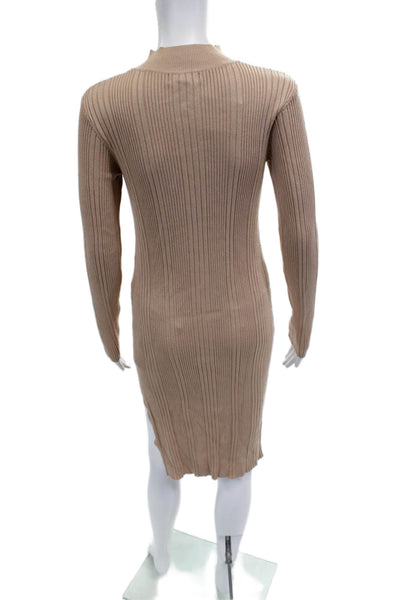 House of Harlow 1960 Womens Sweater Dress Beige Striped Bodycon Size L
