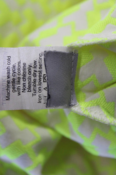 J Crew Women Shift Dress Yellow Aztec V-Neck Sleeveless Knee Length Size 2