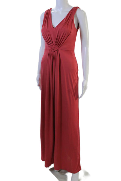 Philosophy di Alberta Ferretti Women Red Maxi Dress V Neck Sleeveless Size 2