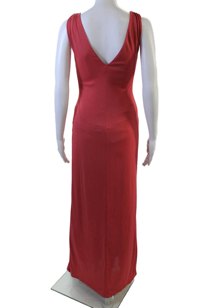 Philosophy di Alberta Ferretti Women Red Maxi Dress V Neck Sleeveless Size 2