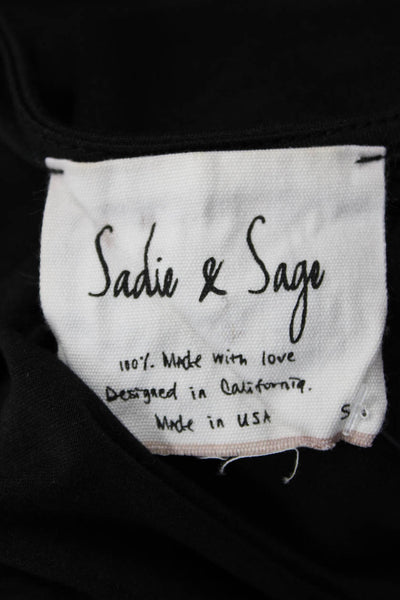 Sadie & Sage Womens Wrap Mini Dress Black Long Sleeve V Neck Size S
