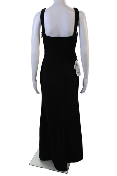 Azazie Womens Sheath Maxi Dress Black Square Neck Sleeveless Size 4