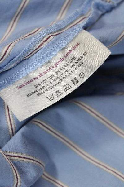 M.M. Lafleur Women Shirt Dress Light Blue Striped Short Sleeve Size S