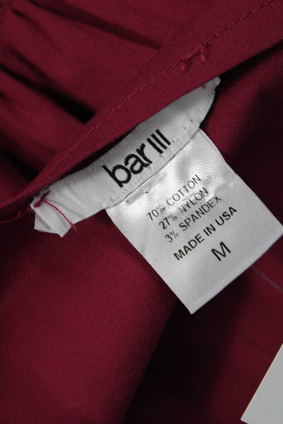 Bar III Womens Fit & Flare Red V-Neck Button Dress Size M