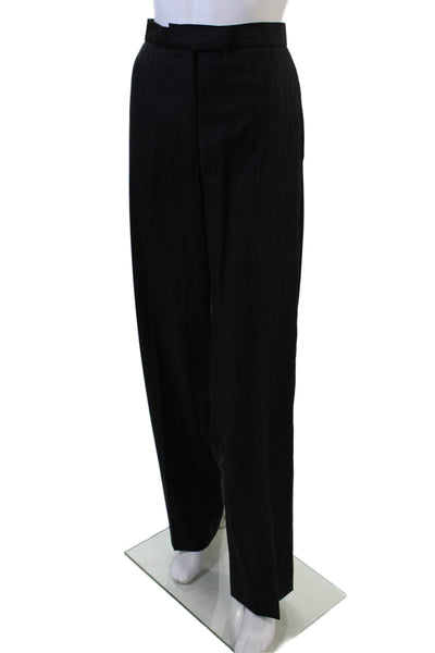 Zanella Unisex Dress Pants Black Striped Wool Size 8