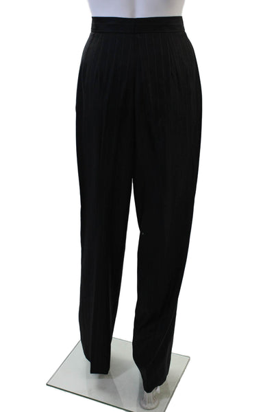 Zanella Unisex Dress Pants Black Striped Wool Size 8