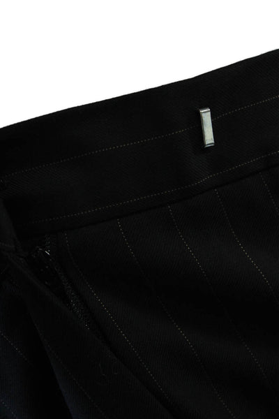 Zanella Unisex Dress Pants Black Striped Wool Size 8