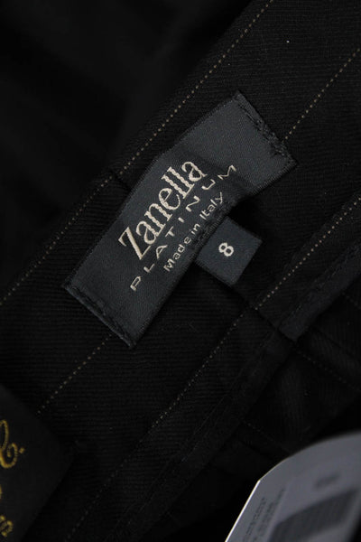 Zanella Unisex Dress Pants Black Striped Wool Size 8