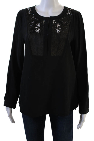 Twelfth Street by Cynthia Vincent Womens Leather Tunic Black Long Sleeve Size S