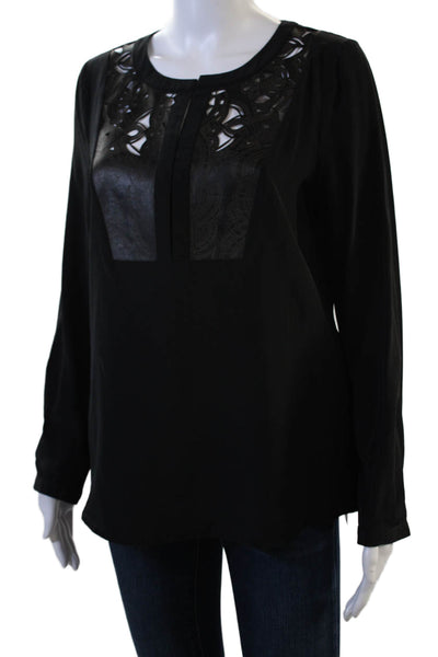 Twelfth Street by Cynthia Vincent Womens Leather Tunic Black Long Sleeve Size S