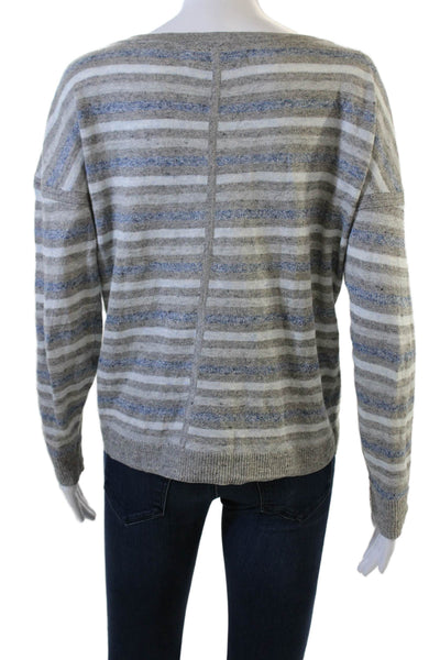 Rag & Bone Unisex Pullover Striped Linen Sweater Gray Long Sleeve Size S