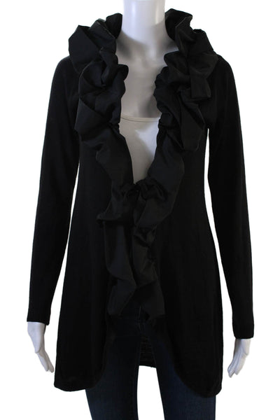 Sandro Ferrone Women Cardigan Black Polyester Long Sleeve Size M