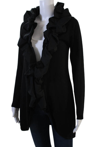 Sandro Ferrone Women Cardigan Black Polyester Long Sleeve Size M