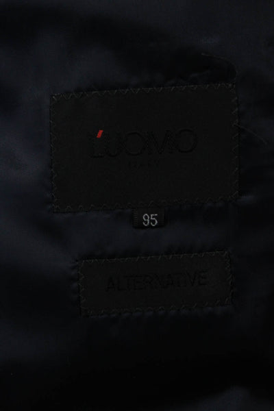 Luomo Mens Black Wool Blazer Collared Button Classic Solid Size 95cm