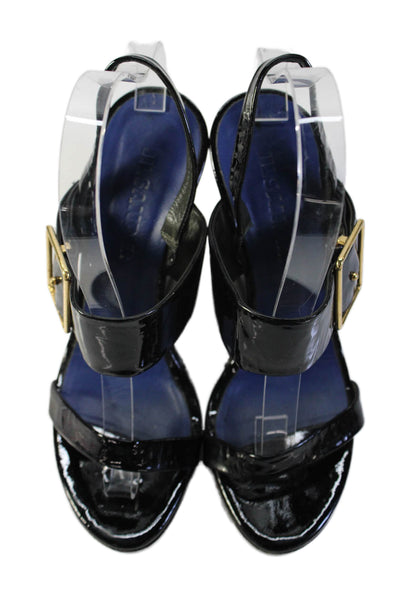 Jil Sander Womens Gold Tone Hardware Platform Wedge Heels Black Size EUR 37