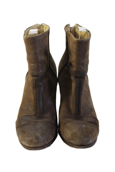 Rag & Bone Womens Suede Textured Block Zip Heels Brown Size EUR 36.5