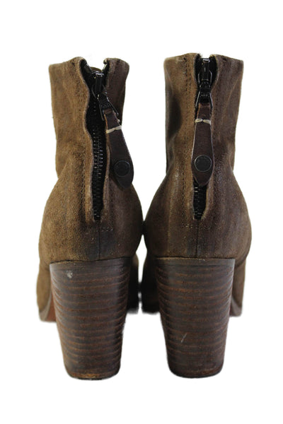 Rag & Bone Womens Suede Textured Block Zip Heels Brown Size EUR 36.5