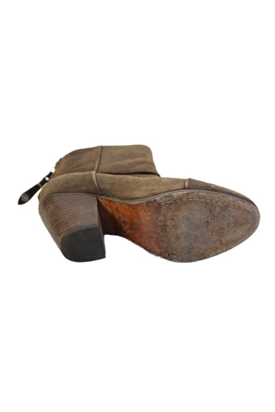 Rag & Bone Womens Suede Textured Block Zip Heels Brown Size EUR 36.5