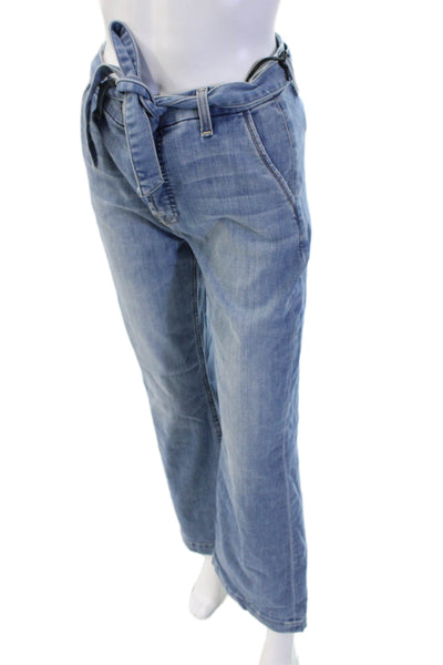 7 For All Mankind Women Paperbag Wide Leg Light Blue Jeans Size 6