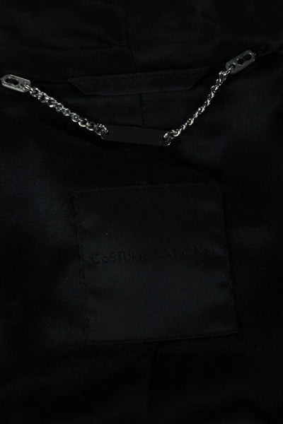 Costume National Women Overcoat Black Wool Cashmere Buckle High Neck Size 38