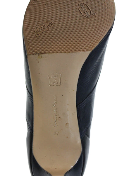 Gianvito Rossi Womens Leather Pointed Toe Lace Up Heeled Boots Black Size EUR 37
