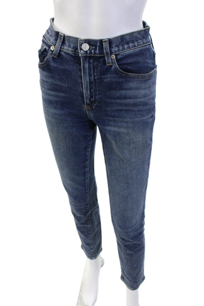 Le Jean Womens Ankle Skinny Dark Blue Jeans Button Size 26