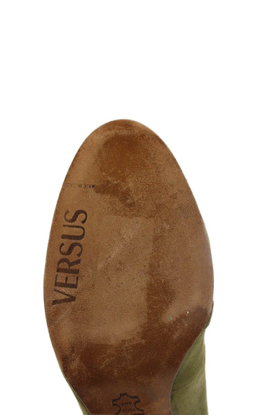 VERSUS by Versace Suede Pleated Detail Slip On Heels Green Size EUR 37