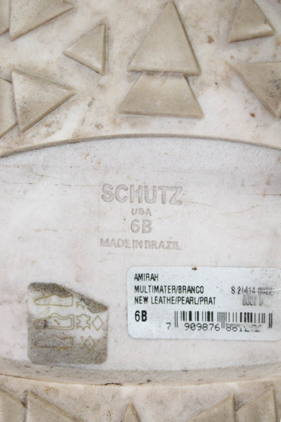 Schutz Womens Crystal Embellished Combat Boots Shoes Beige Size 6B