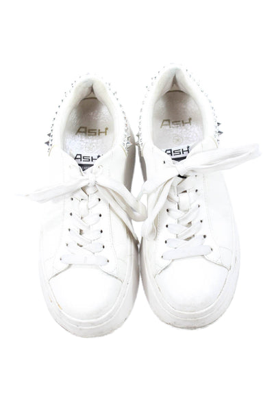 Ash Womens Studded Low Top Platform Sneakers Shoes White Size 6