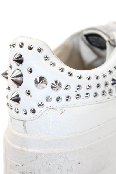 Ash Womens Studded Low Top Platform Sneakers Shoes White Size 6