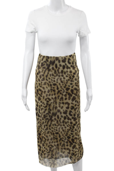 Zara Women Straight Pencil Skirt Beige Animal Print Polyester Size S