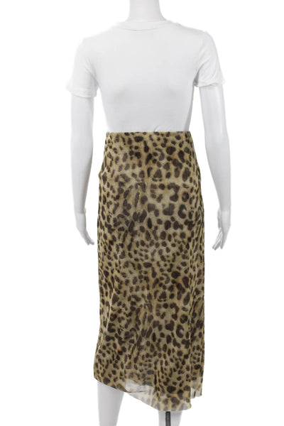 Zara Women Straight Pencil Skirt Beige Animal Print Polyester Size S