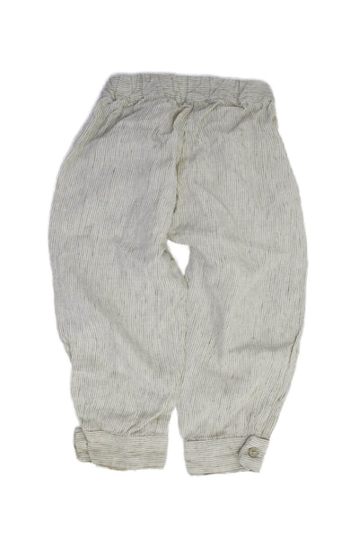Il Gufo Boys Linen Elastic Waist Striped Casual Pants Green Size 5T