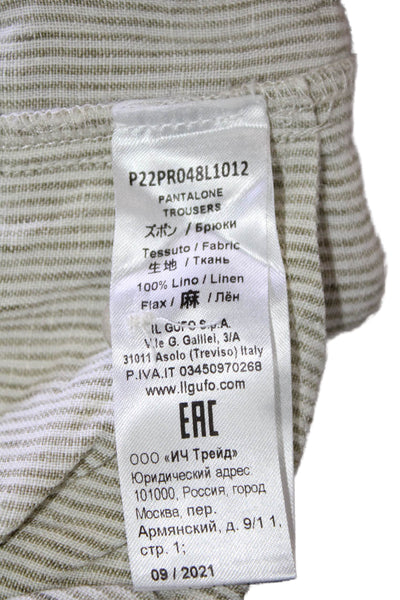 Il Gufo Boys Linen Elastic Waist Striped Casual Pants Green Size 5T