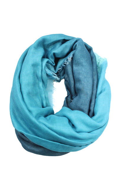 Richiami Womens Lightweight Knit Fringe Ombre Scarf Blue Turquoise 90"x40"