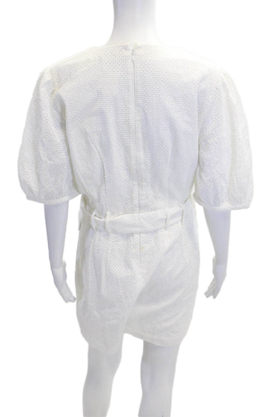 Club Monaco Women Mini Shift Dress White V Neck Cotton Knee Length Size 12