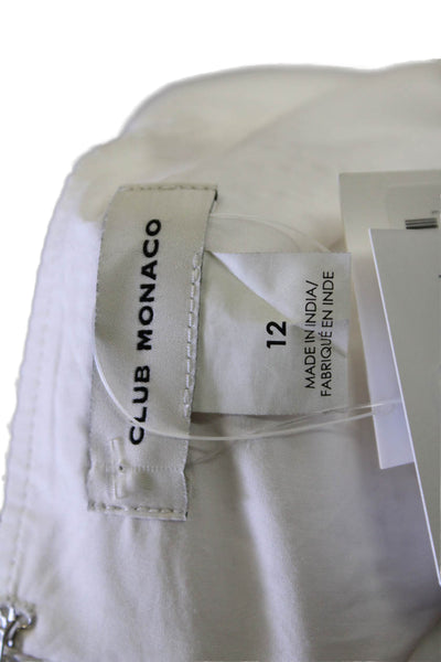 Club Monaco Women Mini Shift Dress White V Neck Cotton Knee Length Size 12