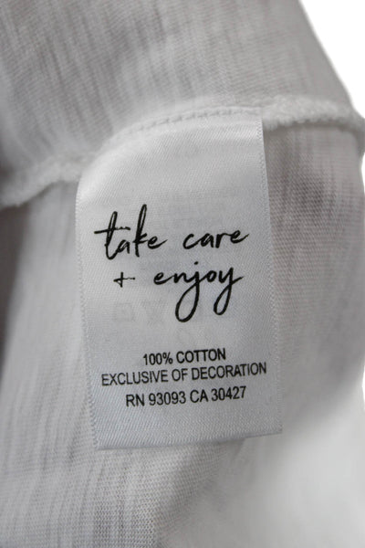 Nic + Zoe Womens Tunic Blouse V-Neck Long Sleeve White 100% Cotton Size L