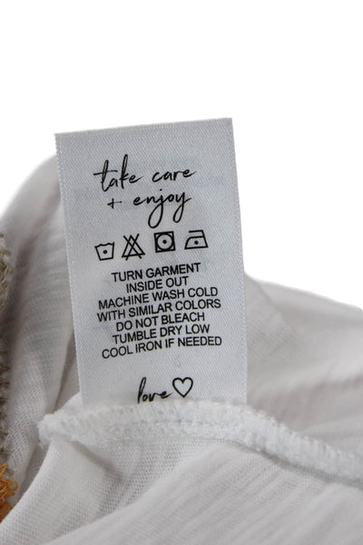 Nic + Zoe Womens Tunic Blouse V-Neck Long Sleeve White 100% Cotton Size L