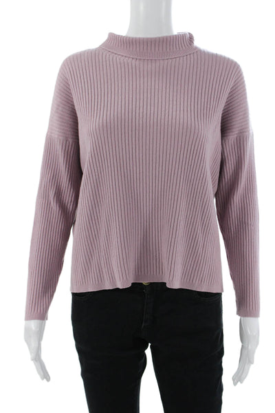Lafayette 148 New York Womens Purple Mock Neck Pullover Sweater Size L