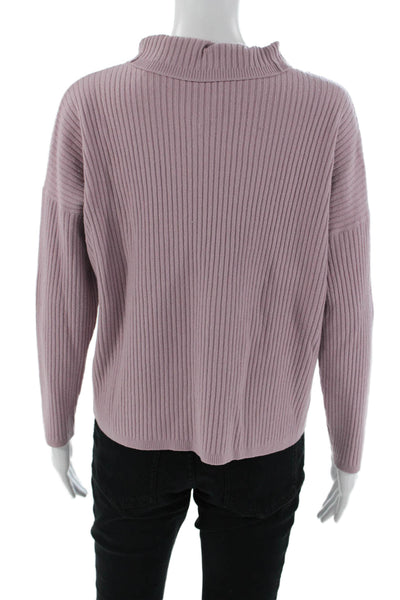 Lafayette 148 New York Womens Purple Mock Neck Pullover Sweater Size L