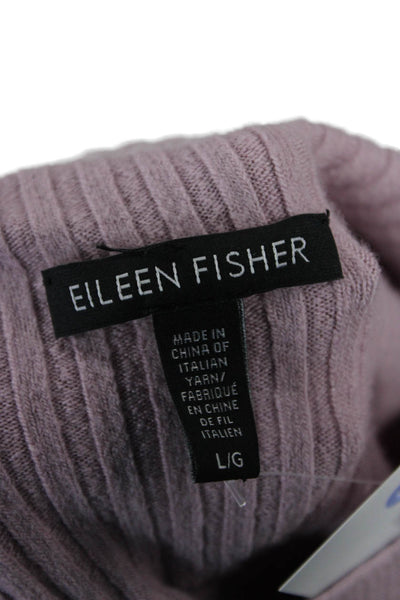 Lafayette 148 New York Womens Purple Mock Neck Pullover Sweater Size L