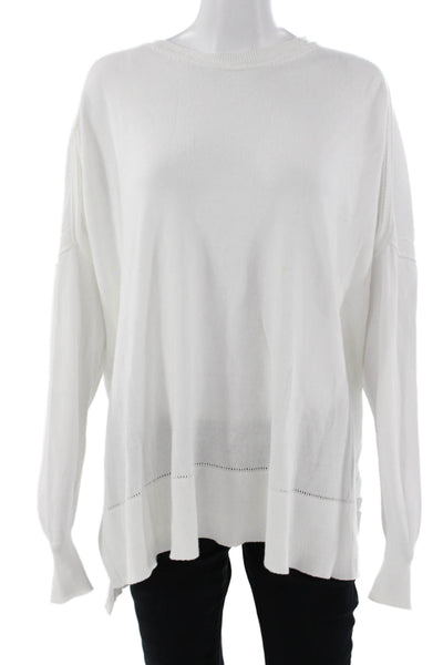 Michael Gabriel Unisex White Cotton Crew Neck Pullover Long Sleeve Size One